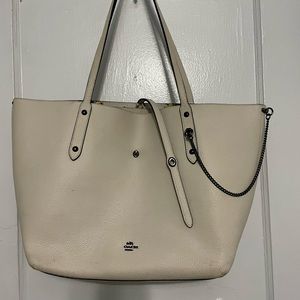 Cream White Coach Tote
